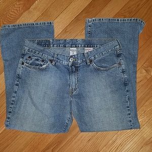 Lucky Brand dungaree crop jeans